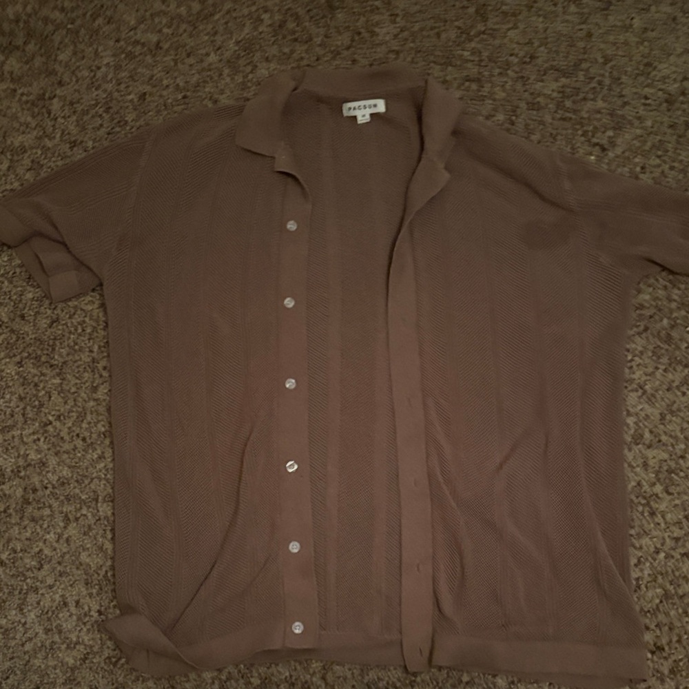 Brown Short Sleeve Button-Up Shirt PACSUN OVERSIZED
